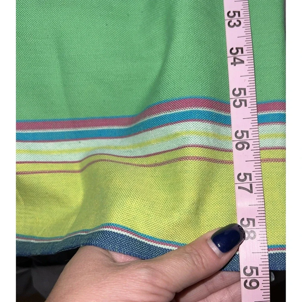 Karma Living Multicolor‎ Green Festive Tablecloth 60 X 70 100% Cotton Tassels